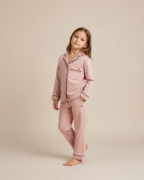 Детская пижамная рубашка из хлопка, розовый