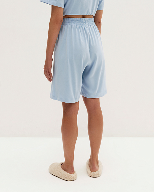 Трикотажные шорты из премиум-хлопка, с легким велюровым эффектом, голубой