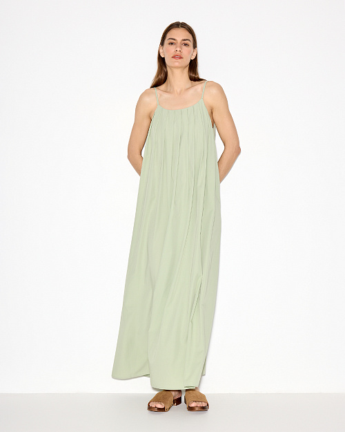Платье сарафан на бретелях, длины макси, из бамбука, светло-зеленый
