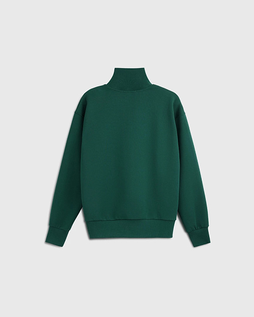 Свитшот Unisex с воротом на молнии, зеленый