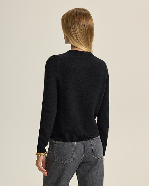 Шерстяной кардиган на пуговицах, черный