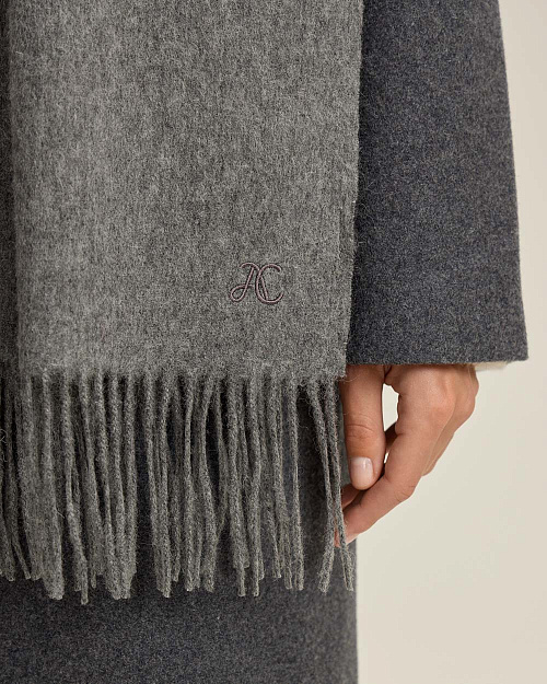 Палантин из шерсти, серый меланж
