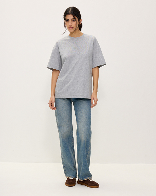 Футболка оверсайз, серый меланж