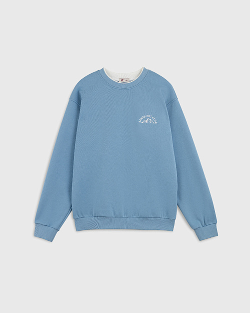 Свитшот оверсайз с вышивкой, голубой