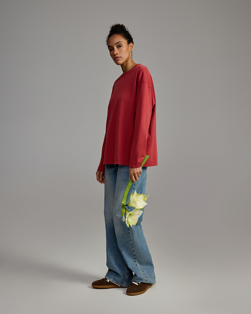 Хлопковый лонгслив Unisex, красный