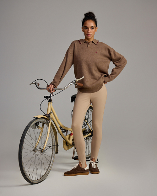 Легинсы со штрипками, бежевы