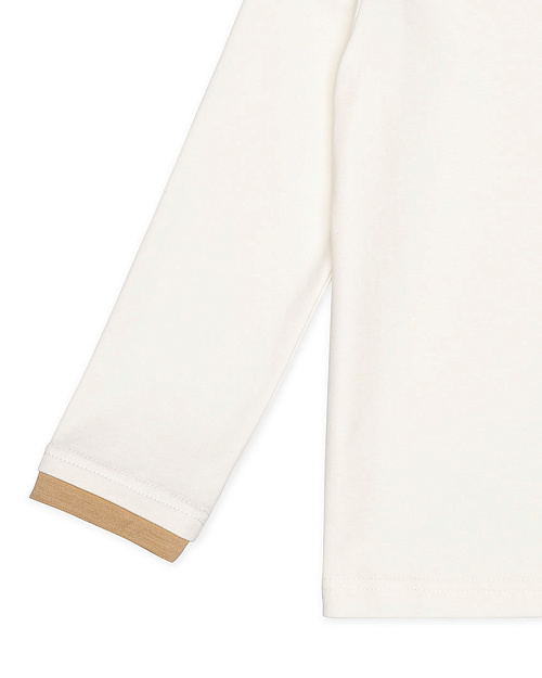 Лонгслив детский Unisex из хлопка с контрастным воротником, бежевый