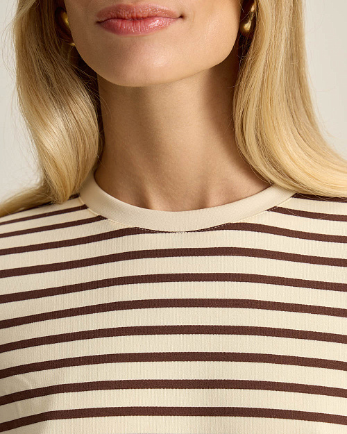 Лонгслив в полоску, коричневый